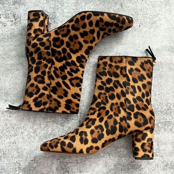 J. Crew Leopard Willa Calf Hair Booties 8 - Picture 3 of 8